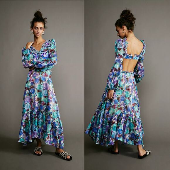 Patbo Blossom Floral Cut Out Chiffon Maxi Dress - Picture 4 of 14